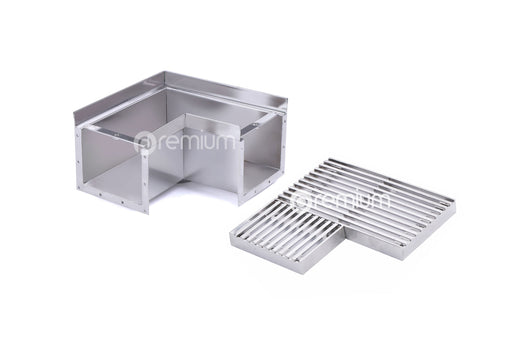 120mm Wedge Wire Heelsafe Linear Grate & Channel Right Angle with Outlet CCC-200120-80SSTC