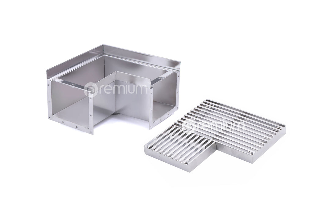 120mm Wedge Wire Heelsafe Linear Grate & Channel Right Angle with Outlet CCC-200120-80SSTC