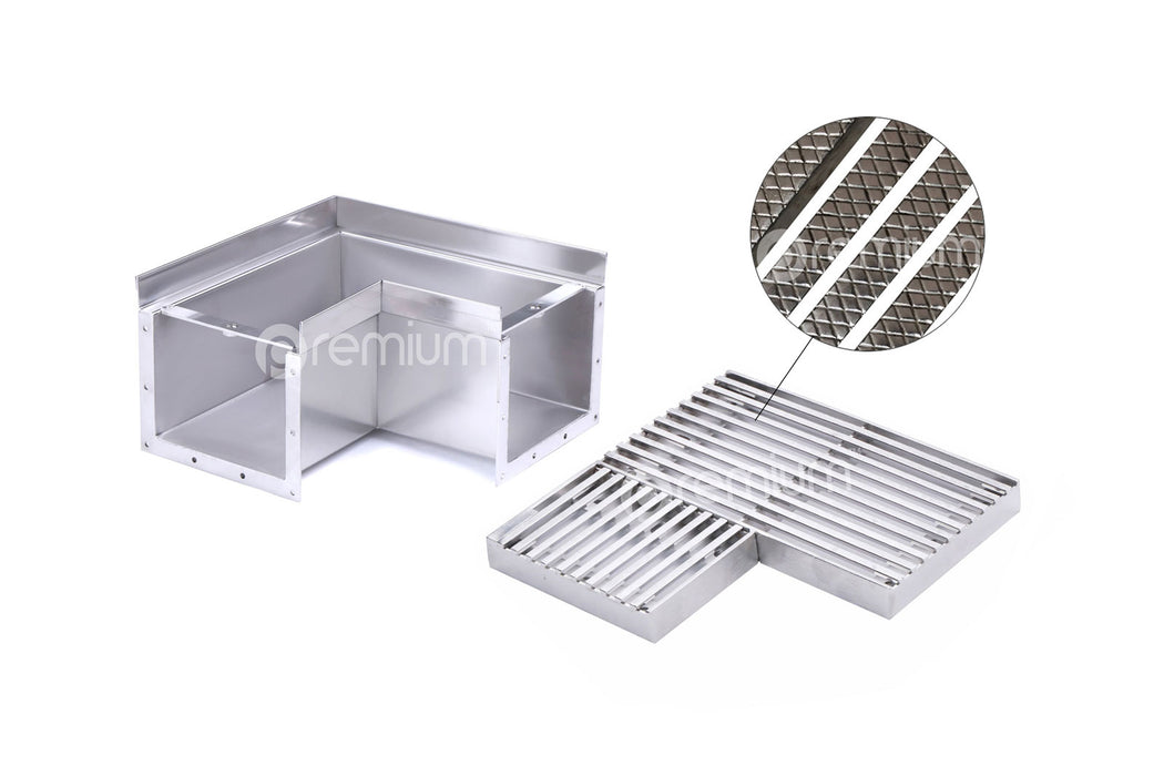 120mm Swimming Pool Anti-Slip Grate & Channel Right Angle (No Outlet) CCC-200120-SSYC