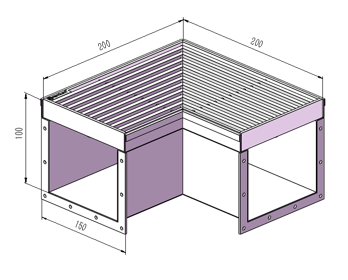 150mm Wedge Wire Heelsafe Linear Grate & Channel Right Angle (No Outlet) CCC-200150-SSTC