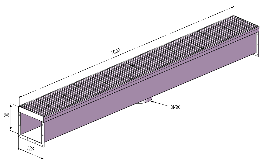 120mm Dimple Grate & Channel L1000mm with Outlet CLC-1000120-80SSDC