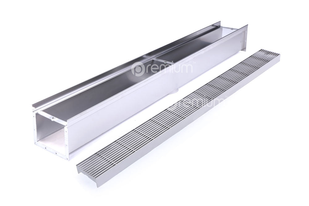 120mm Wedge Wire Heelsafe Linear Grate & Channel L1000mm with Outlet CLC-1000120-80SSTC
