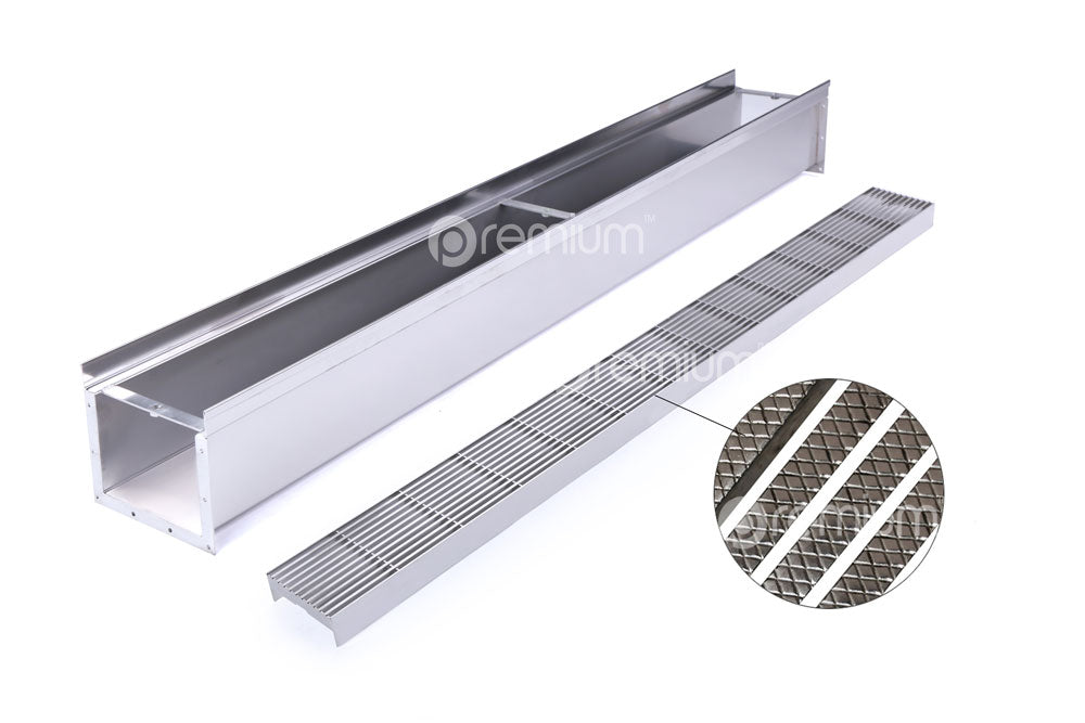120mm Swimming Pool Anti-Slip Grate & Channel L1000mm (No Outlet) CLC-1000120-SSYC