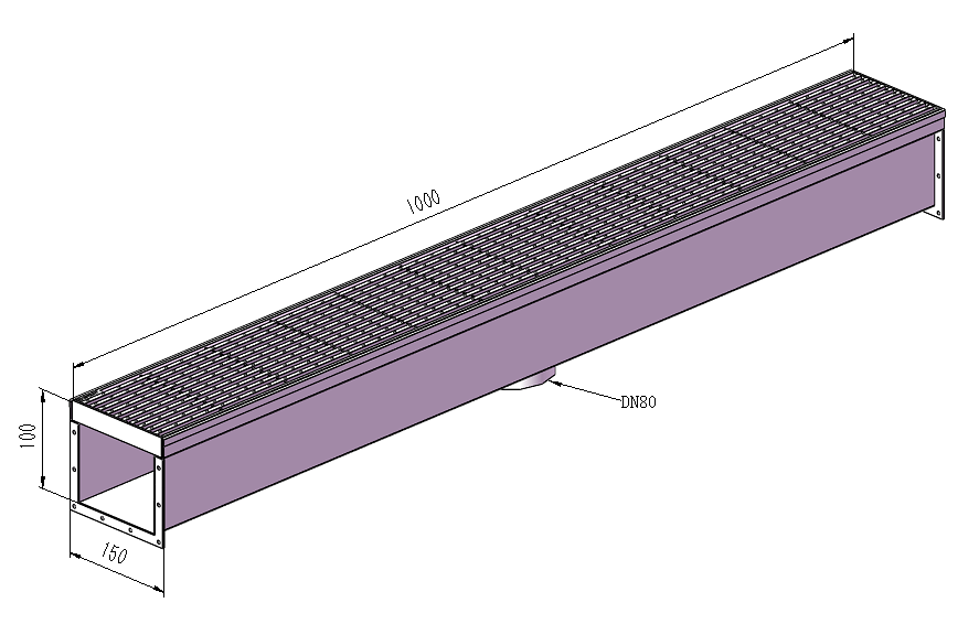 150mm Dimple Grate & Channel L1000mm with Outlet CLC-1000150-80SSDC