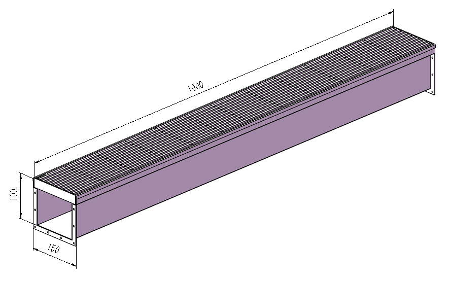 150mm Wedge Wire Heelsafe Linear Grate & Channel L1000mm (No Outlet) CLC-1000150-SSTC