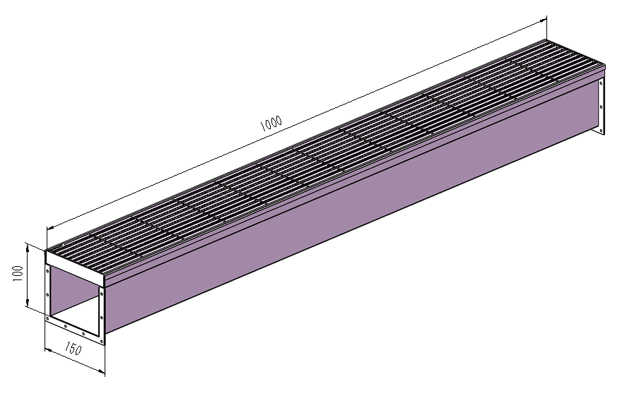 150mm Swimming Pool Anti-Slip Grate & Channel L1000mm (No Outlet) CLC-1000150-SSYC