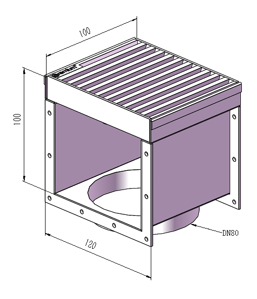 120mm Wedge Wire Heelsafe Linear Grate & Channel L100mm with Outlet CLC-100120-80SSTC