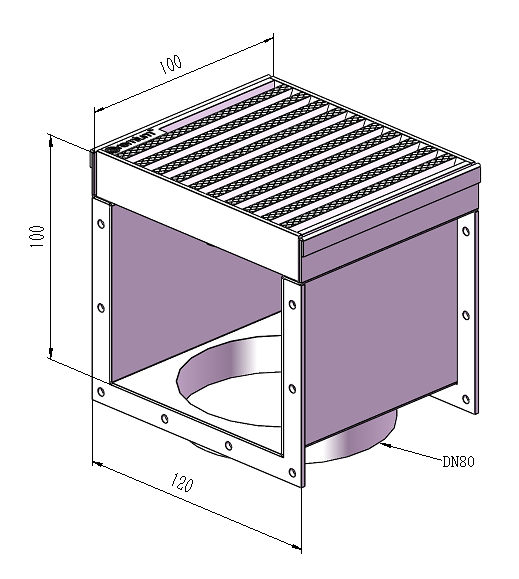 120mm Swimming Pool Anti-Slip Grate & Channel L100mm with Outlet CLC-100120-80SSYC