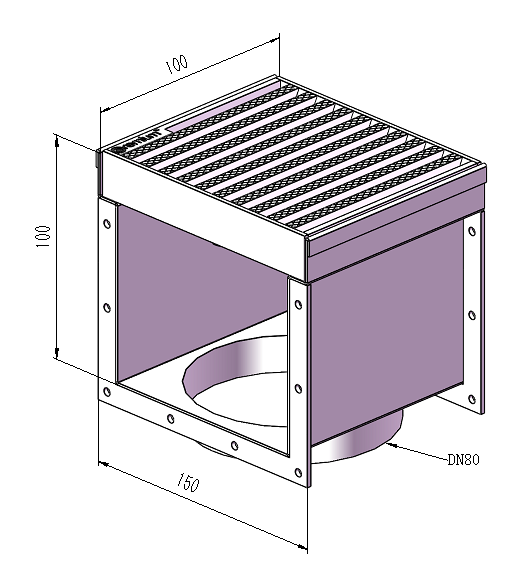 150mm Swimming Pool Anti-Slip Grate & Channel L100mm with Outlet CLC-100150-80SSYC