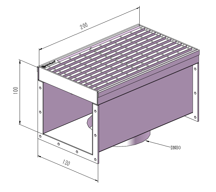 120mm Dimple Grate & Channel L200mm with Outlet CLC-200120-80SSDC