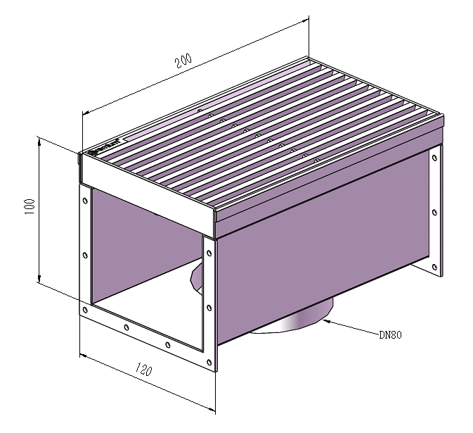120mm Wedge Wire Heelsafe Linear Grate & Channel L200mm with Outlet CLC-200120-80SSTC