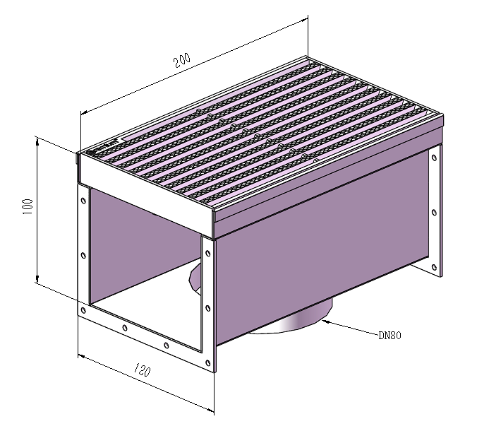 120mm Swimming Pool Anti-Slip Grate & Channel L200mm with Outlet CLC-200120-80SSYC