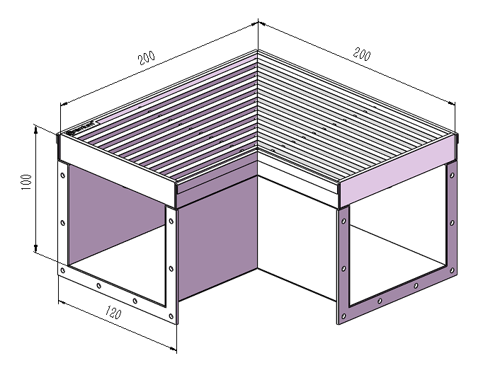 120mm Wedge Wire Heelsafe Linear Grate & Channel Right Angle (No Outlet) CCC-200120-SSTC