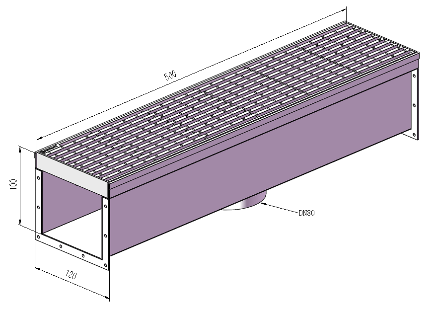 120mm Dimple Grate & Channel L500mm with Outlet CLC-500120-80SSDC