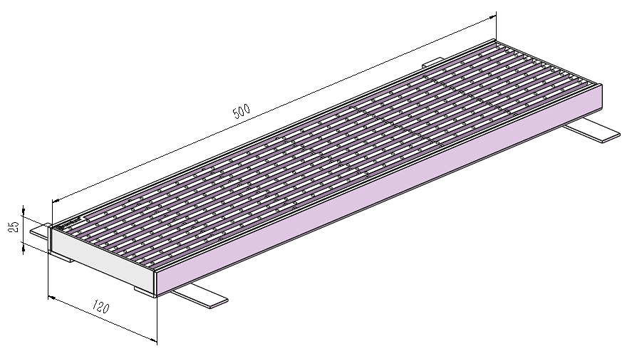 120mm Dimple Grate & Frame L500mm FAB-500120-SSD