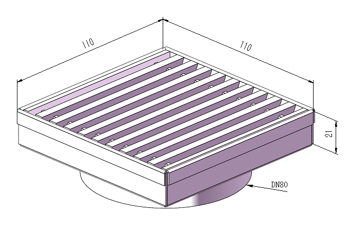 110mm Stainless Steel Square Drain SSD-110-80SST