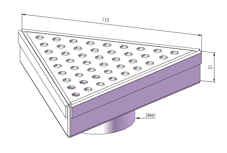 110mm Stainless Steel Triangular Drain STD-110-40SSK